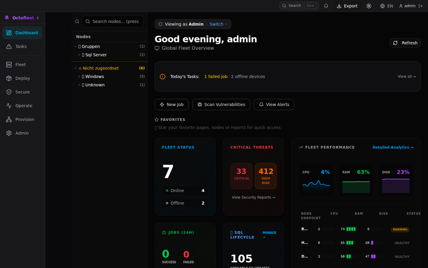 The new sidebar with task-oriented groups