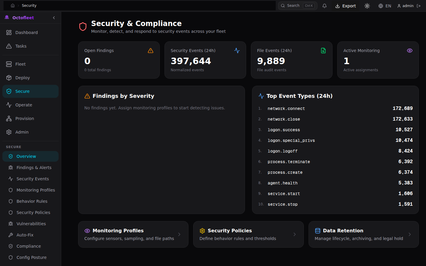 Security Center with live event data